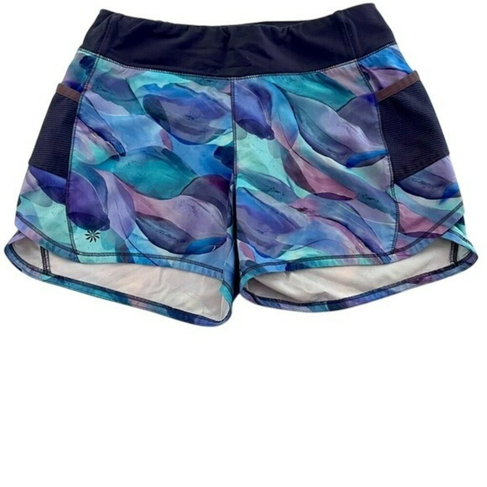 Athleta Girl‎ Printed Record Breaker Running 3" Shorts Purple/Blue/Black Size L